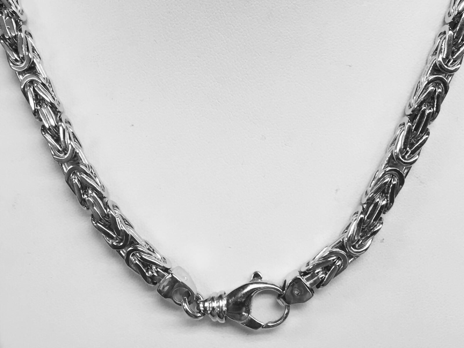 14k White Gold 24″ Mens Solid Byzantine Square Super 6.7mm 200 Gr Chain/necklace