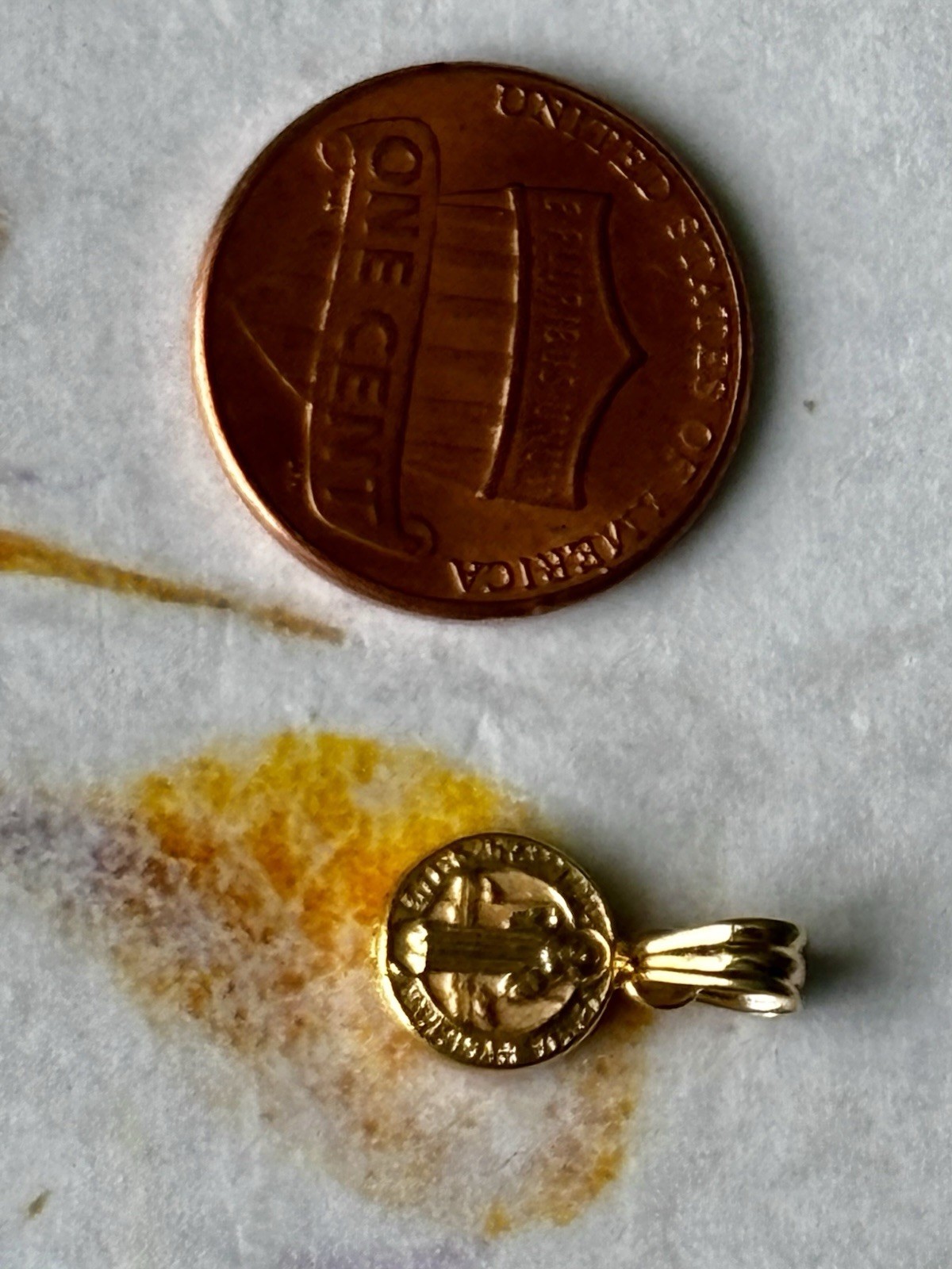 18K Solid Gold Small Saint Benedict Medal Pendant (9 mm) | Minimalist Religious