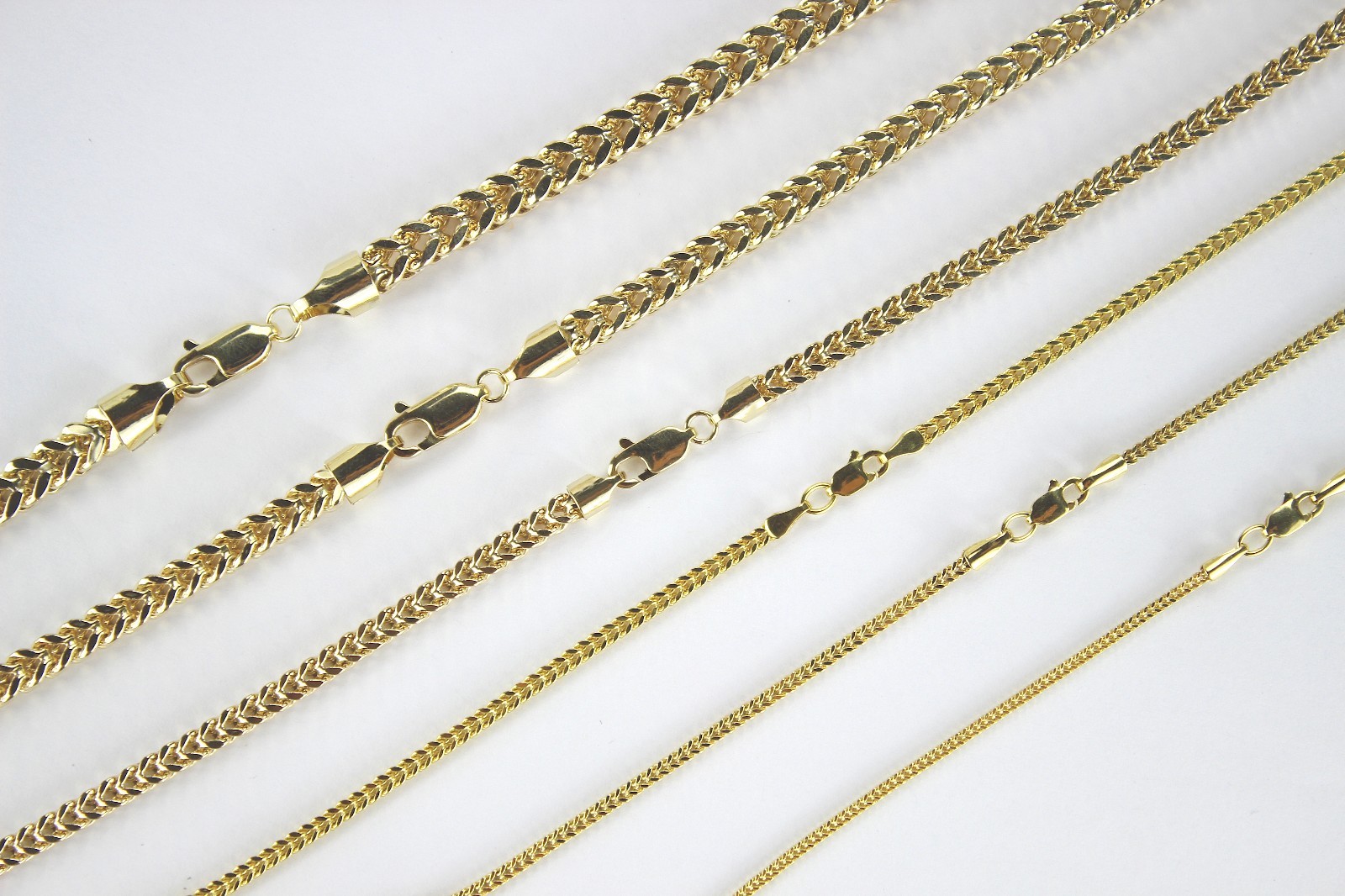 10K Hollow Yellow Gold Franco Box Link Chain Necklace Men Women 1.5mm~5mm 16-40″