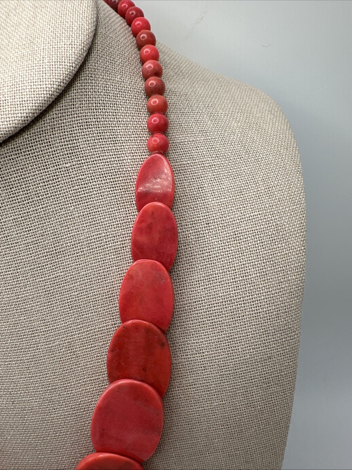 Jay King Indonesian Strawberry Pink Coral Sterling Silver Necklace 18-21”
