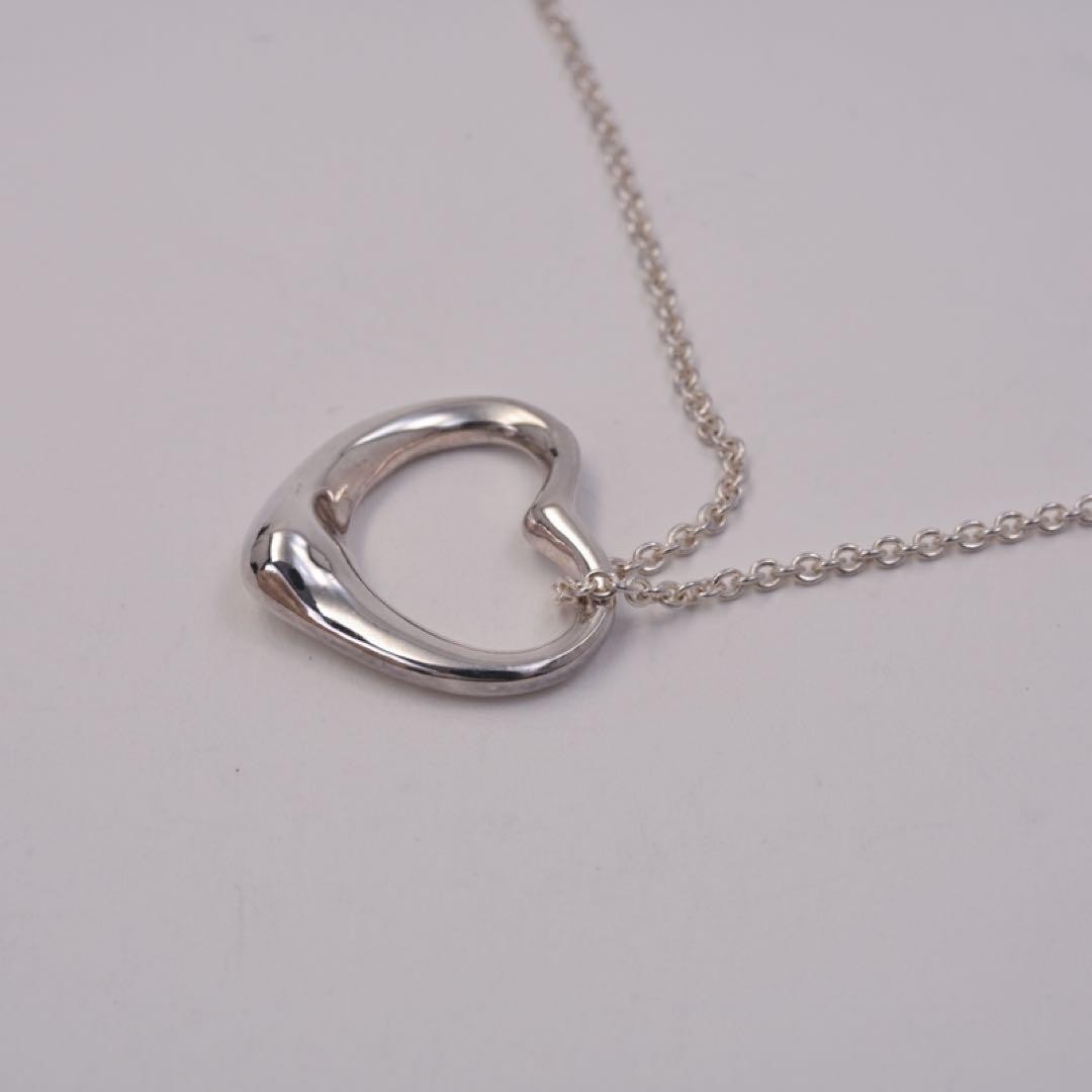 Tiffany & Co. Open Heart Necklace Silver 925 Women Used B Open Heart Design