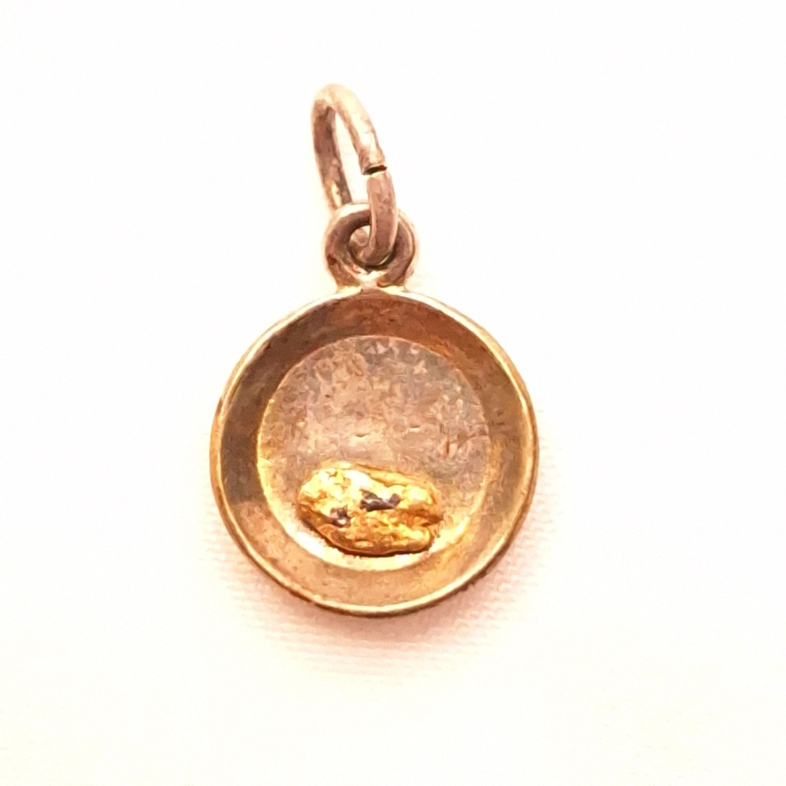 Rare Original Vintage Gold Pan SS w/ Genuine Gold Nugget (20-22K) Charm Pendant
