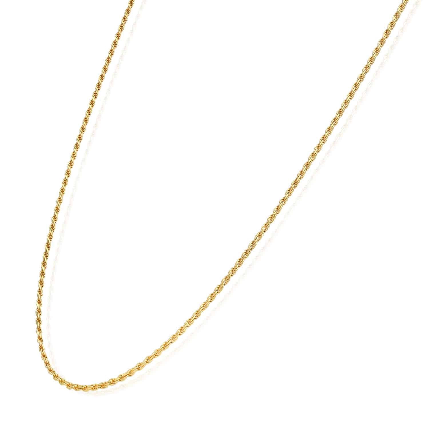 Solid 18K Yellow Gold Over Silver 1.7mm Rope Chain Necklace 16″-24″