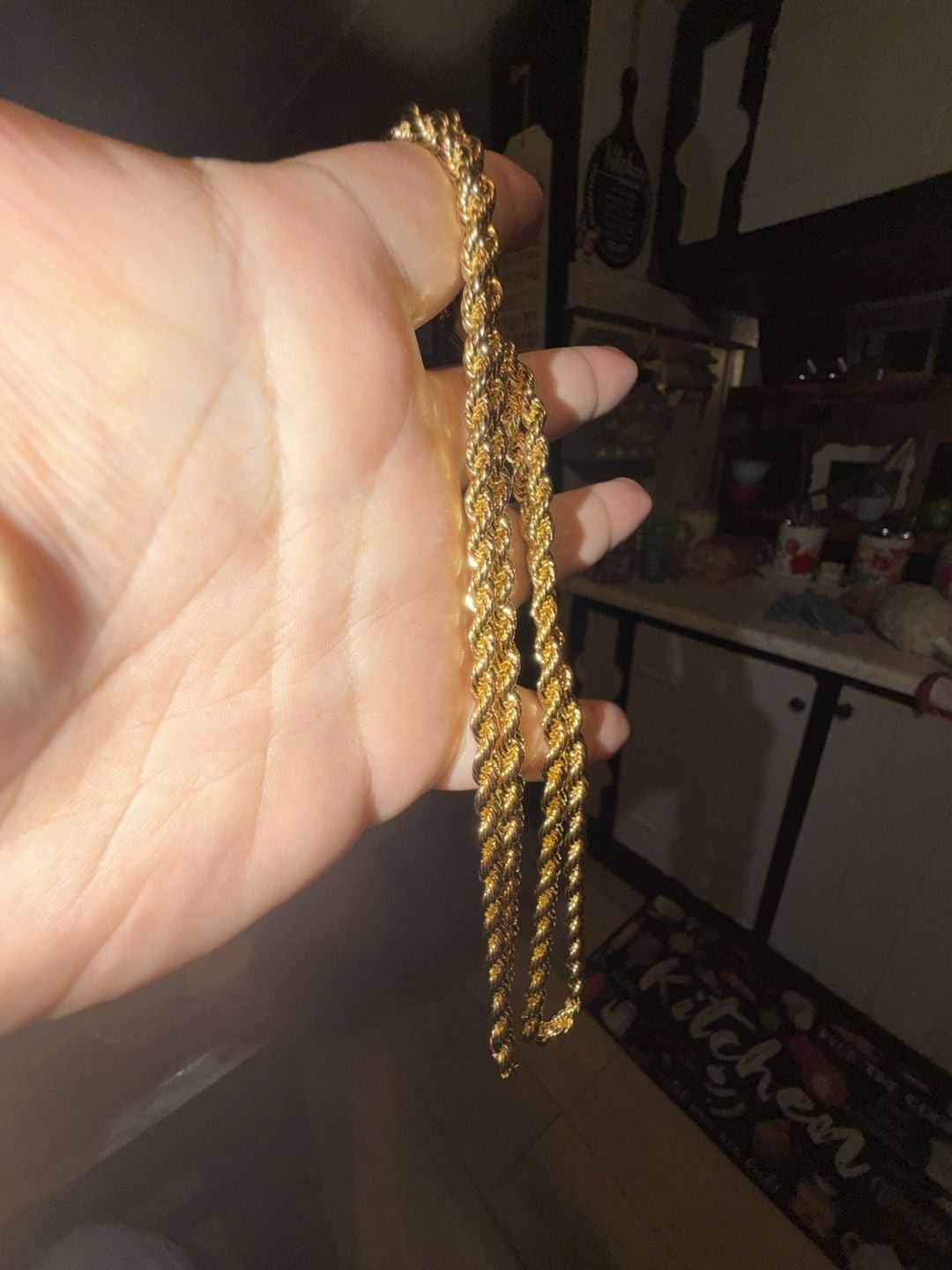 14K Gold filled Italian Diamond Cut Heavy Rope Chain Necklace 34 inch excellent