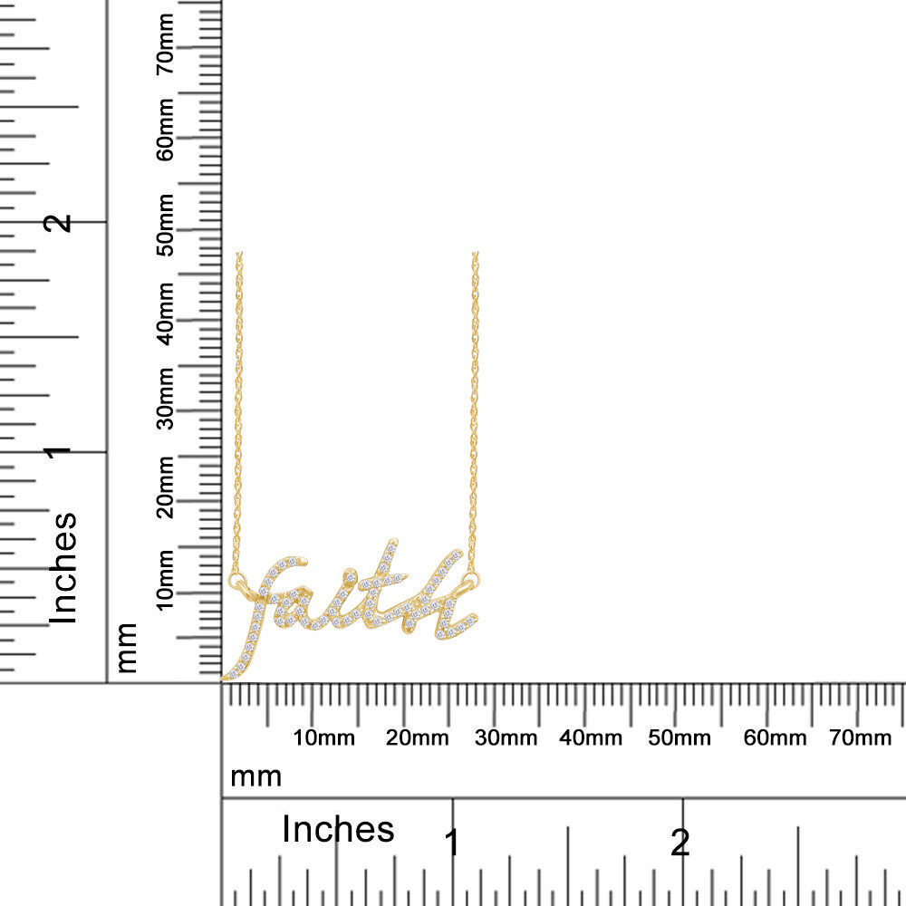 2/7ct Natural Round Diamond Faith Pendant Necklace in 10k Solid Yellow Gold
