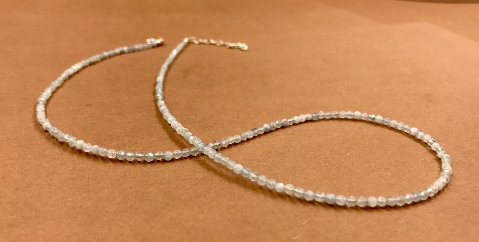 Genuine Aquamarine Beads 925 Silver Necklace Jewelry Women Handmade USA SELLER