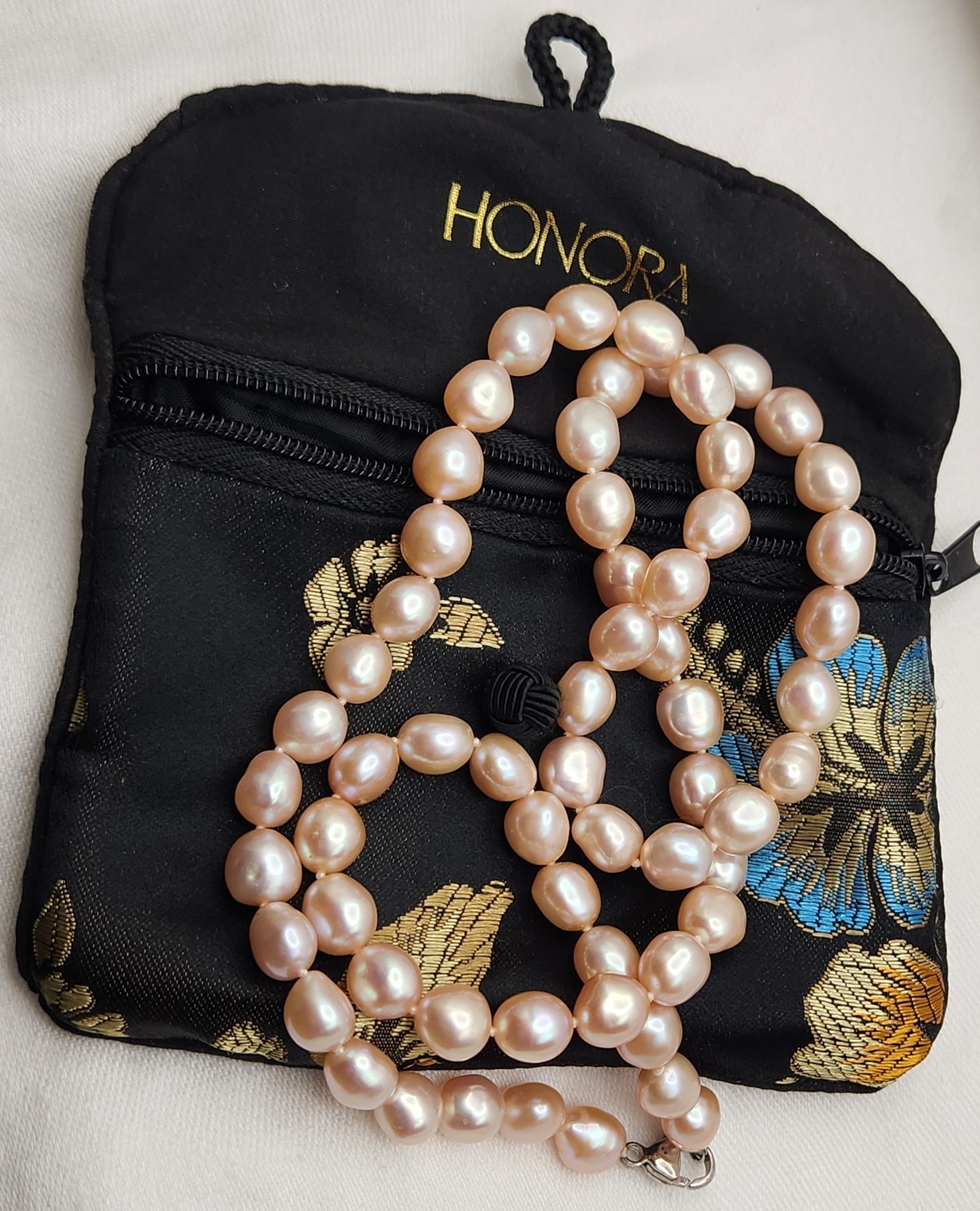 Honora Pink Baroque Pearl Beaded 22″ Strand Necklace Silver Lobster Clasp