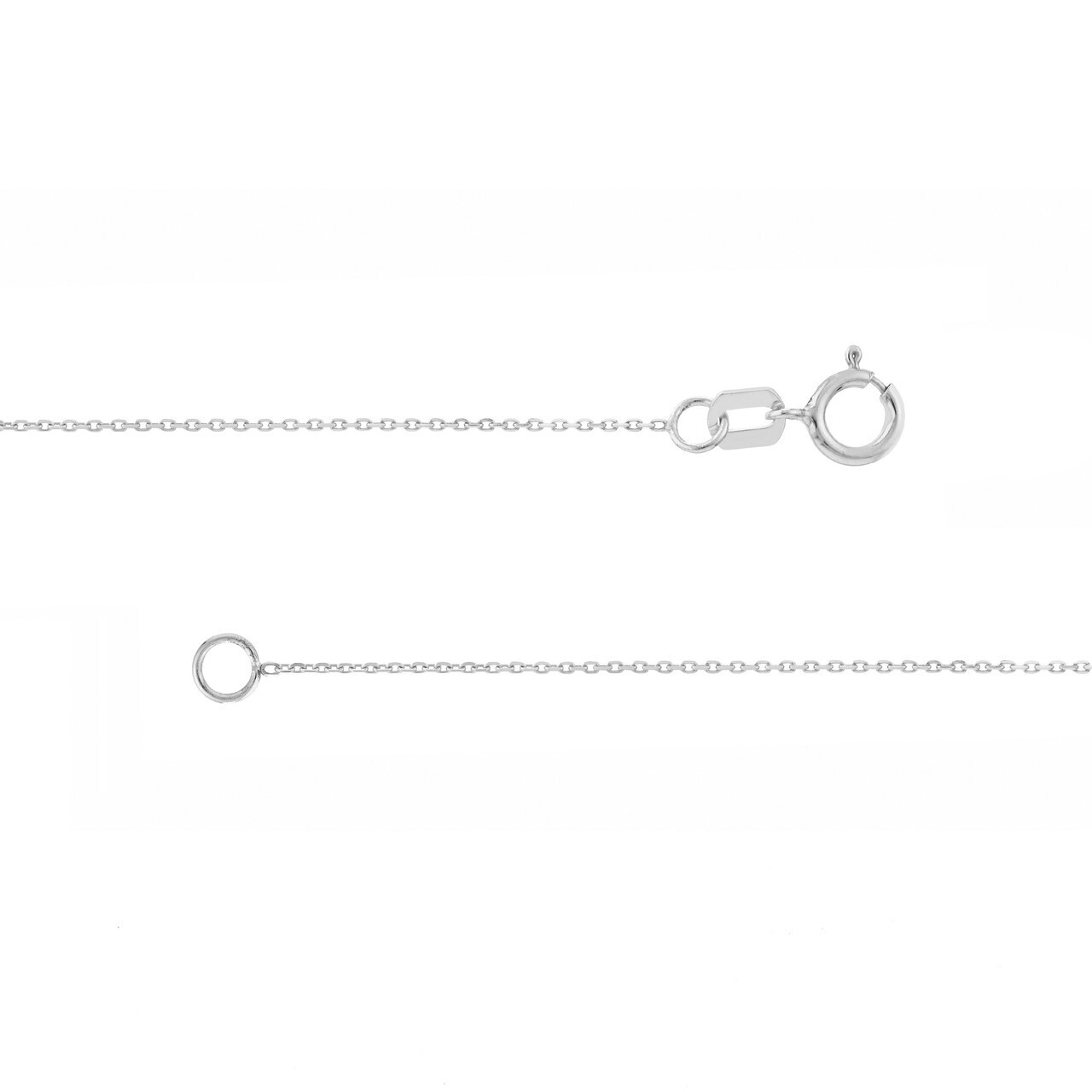0.65mm Diamond Cut Cable Chain Necklace Real Solid 14K All White Gold