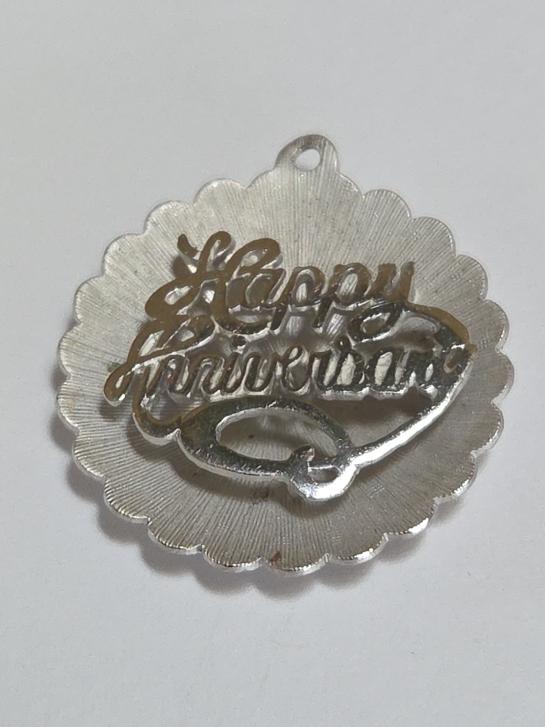 Sterling Silver ~ Happy Anniversary Charm ~ BEAU Pendant QUALITY ~ 3D ~ VINTAGE