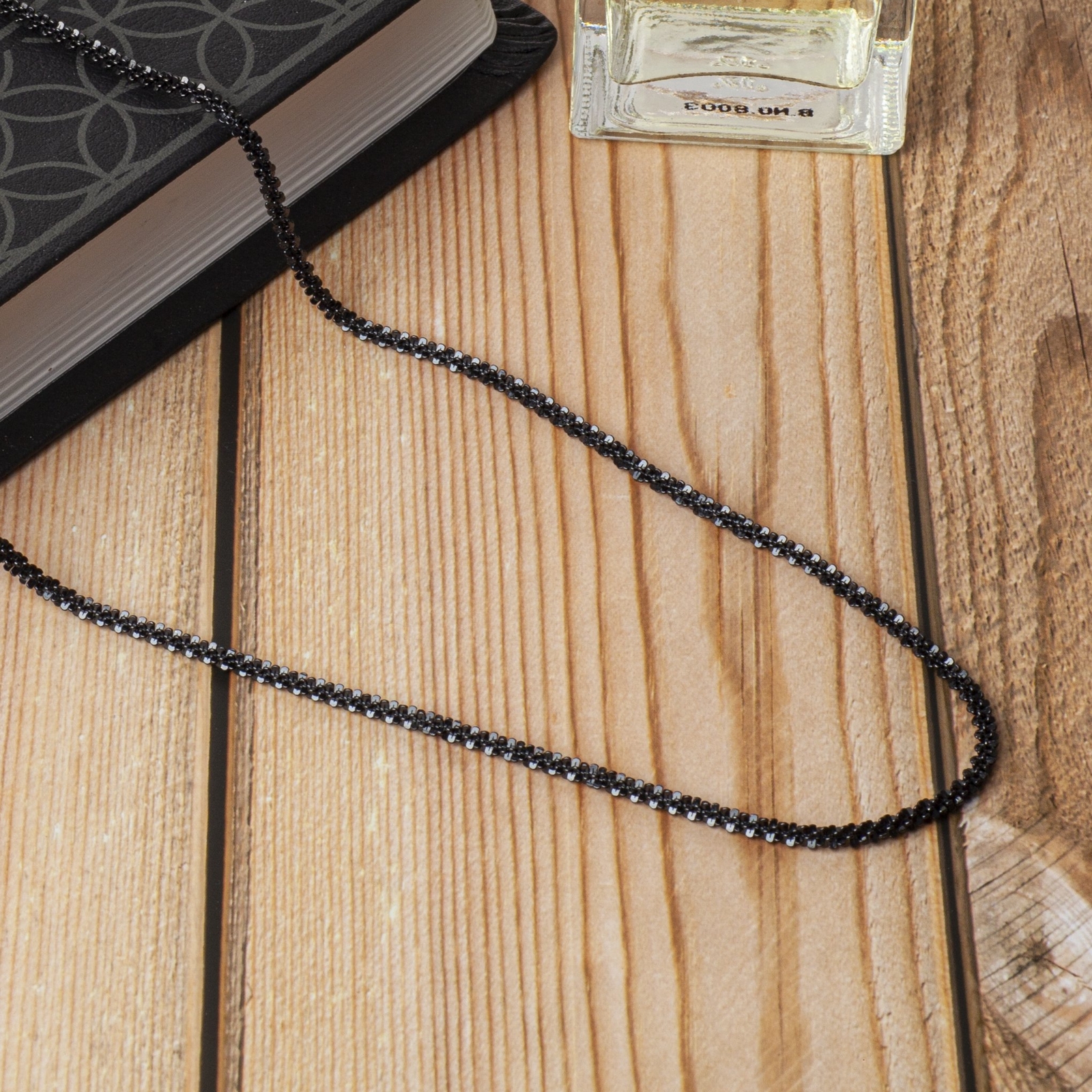 925 Sterling Silver Black Rhodium 3mm Sparkle Margarita Twisted Rock Chain