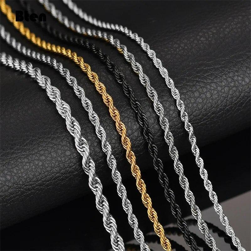 Solid Sterling Gold Silver Italian Rope Chain Men’s Necklace 2-5mm – Diamond Cut