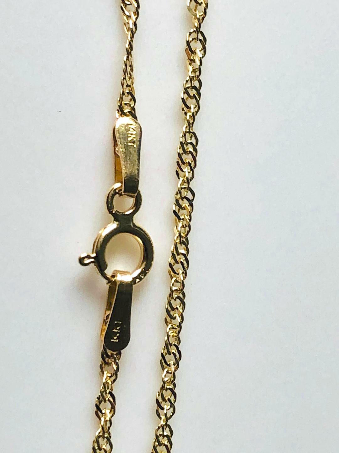 14K Solid Yellow Gold 025Y Singapore Chain W: 1.2 mm Length 18 inches (45 cm) 12