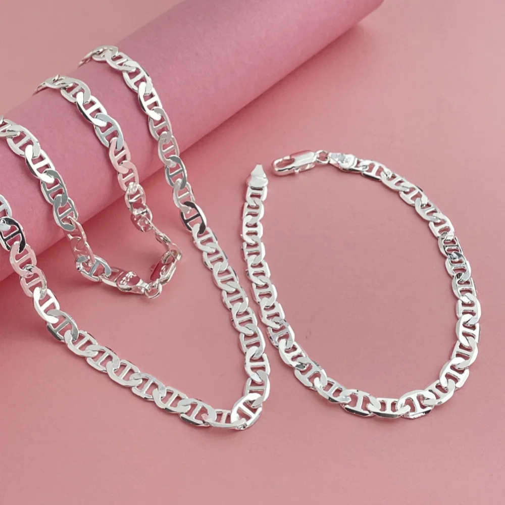 Trendy Products 925 Sterling Silver Classic 6MM Chain Necklace Bracelet Jewelry