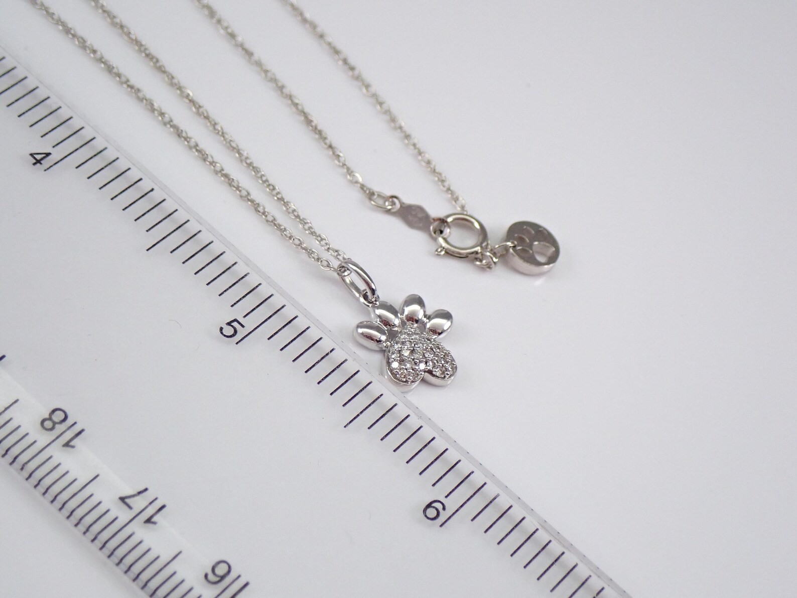 0.70 Ct Round Moissanite Paw Print Pendant Necklace 14K White Gold Plated