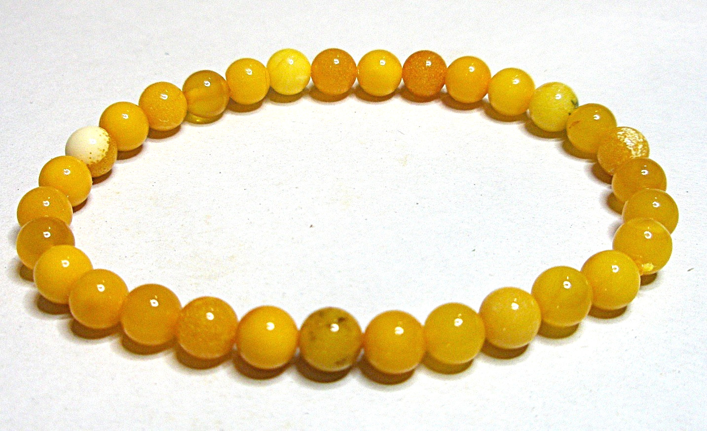 SET Baltic Amber Necklace + Bracelet Polished Round Beads Egg Yolk Butterscotch