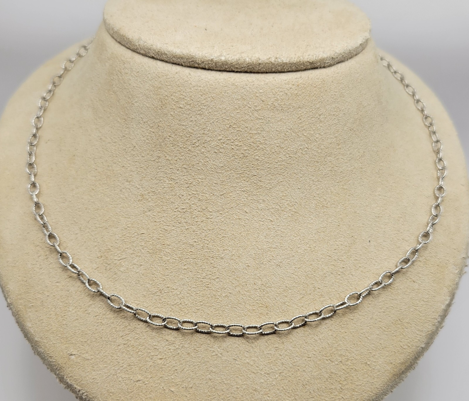 QVC Italian Silver Sterling 3.4mm Oval Twist Cable Link Chain Necklace – 18″