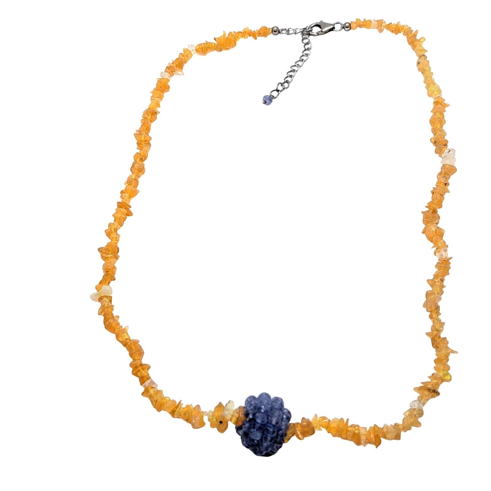 JTV Ethiopian opal and tanzanite 18″ necklace with rhodium over sterling clasp