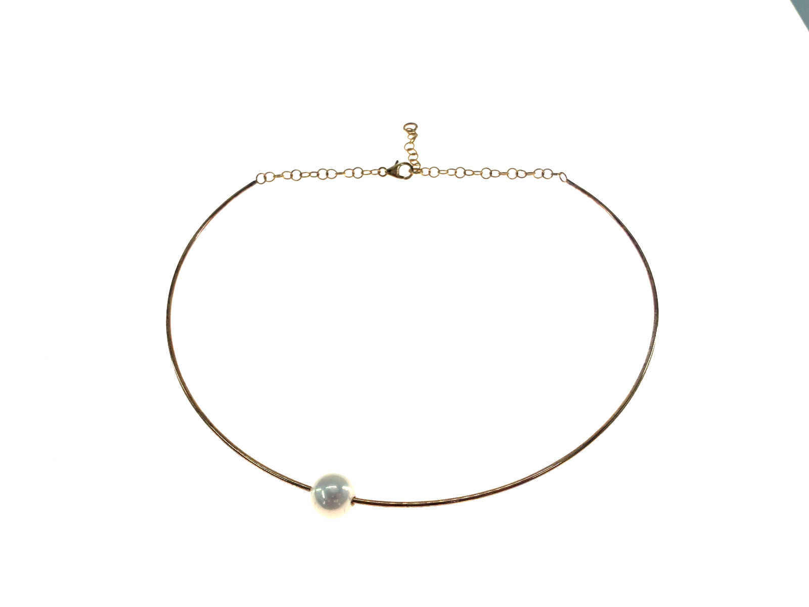 Honora Omega Necklace With Sliding Cultured Ming Pearl Sterling Silver Italy 925