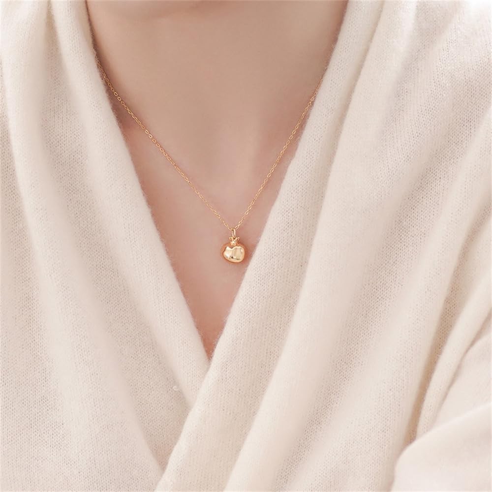 Premium Cubic Zirconia Inlay Red Pomegranate Pendant 18k Gold Plated Stainless S