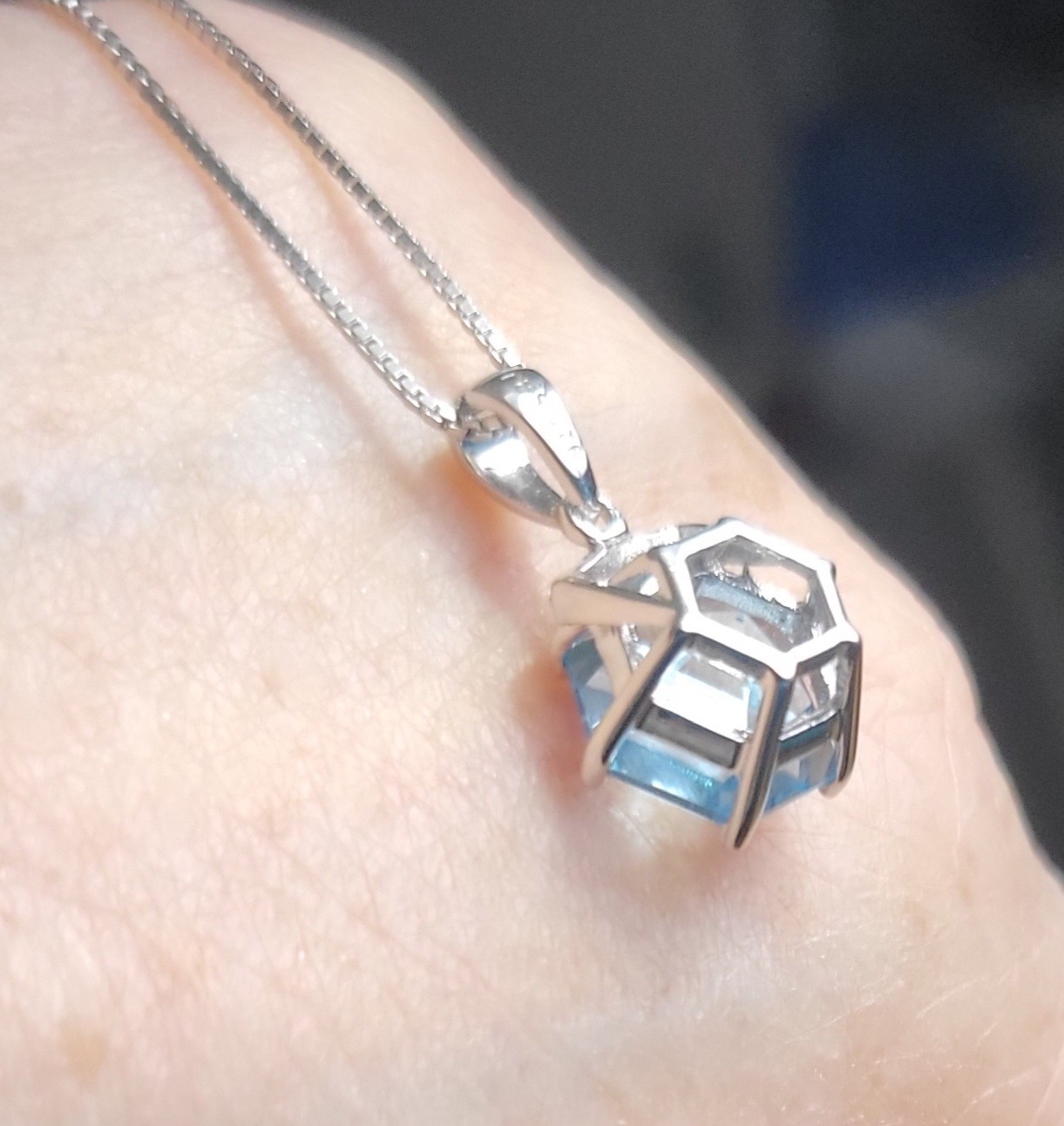 5 Ct Fancy Cut Blue Topaz Pendant 925 Silver