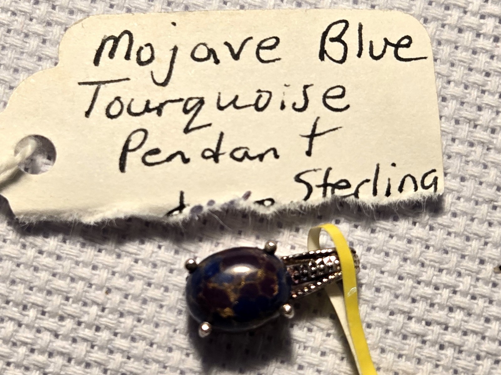 925 Sterling Silver Oval Mojave Turquoise Charm Pendant, Blue Purple Prong