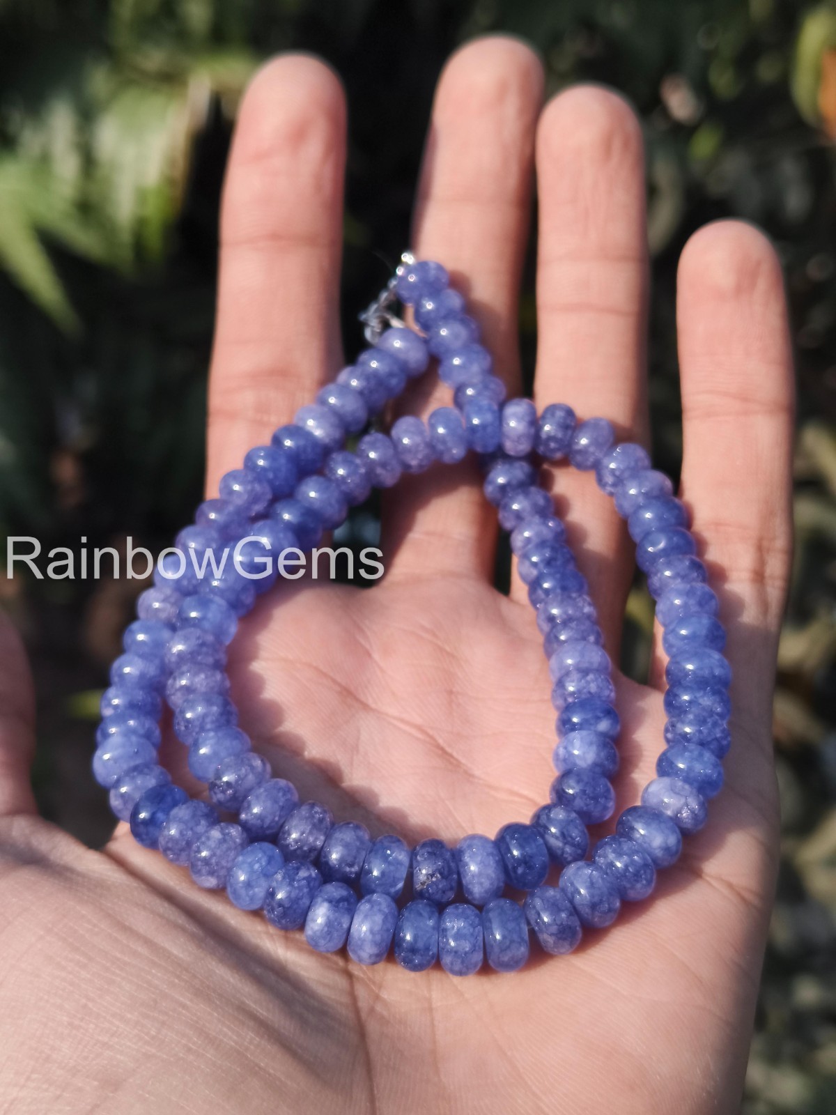 Tanzanite Beaded Necklace 8mm Round Gemstone • Natural Blue Tanzanite Jewelry •