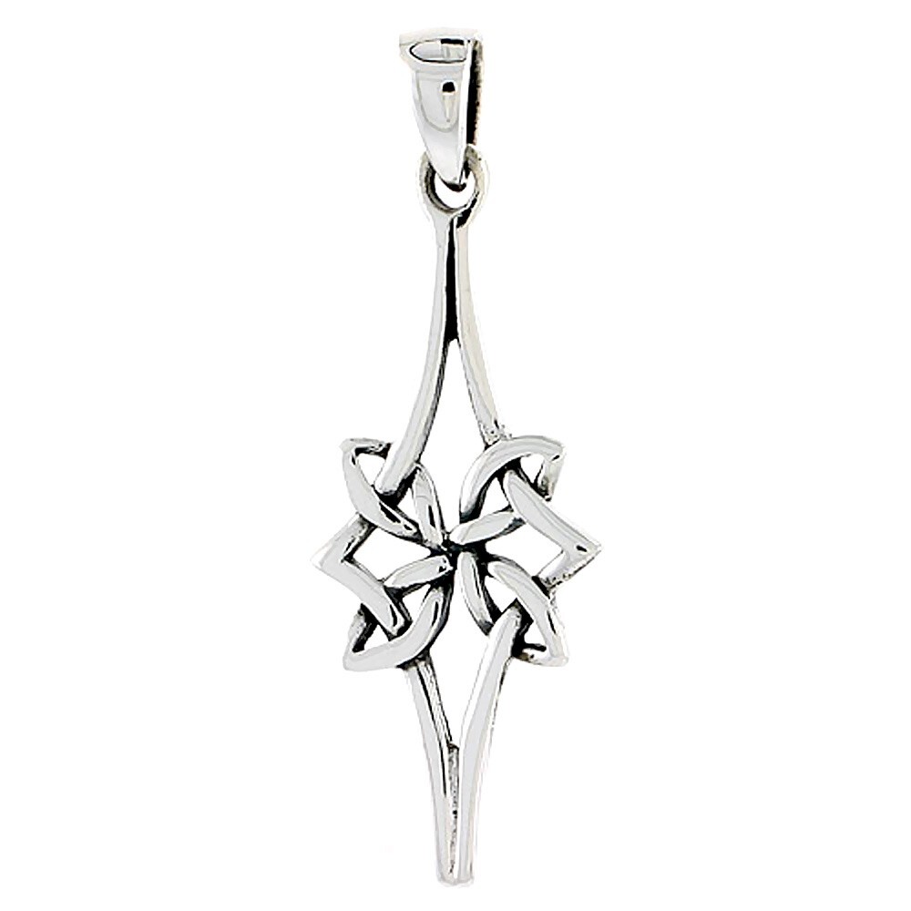925 Sterling Silver Large Celtic Star Knot Pendant 1 1/4 (31mm) Inch Tall