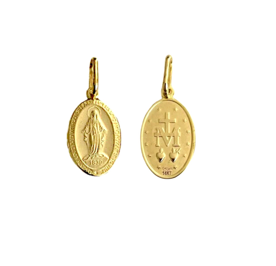 14K SOLID GOLD MIRACULOUS VIRGIN MARY MEDAL, 14K GOLD MIRACULOUS PENDANT- PT276