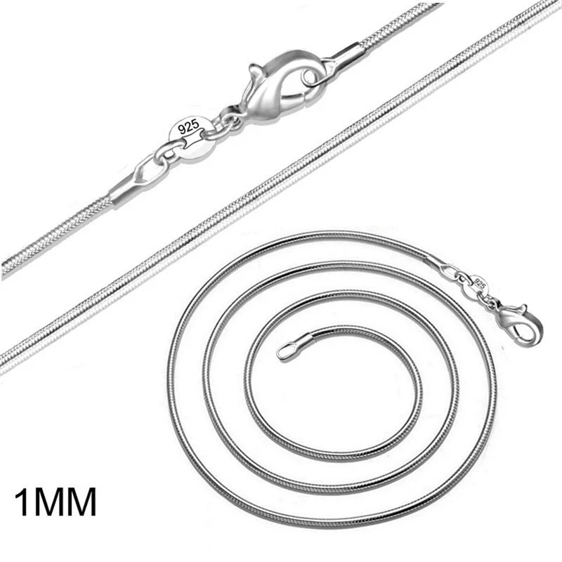 Chain Silver Necklace Rope Sterling Italian 16-30in Unisex Women Stainless Steel