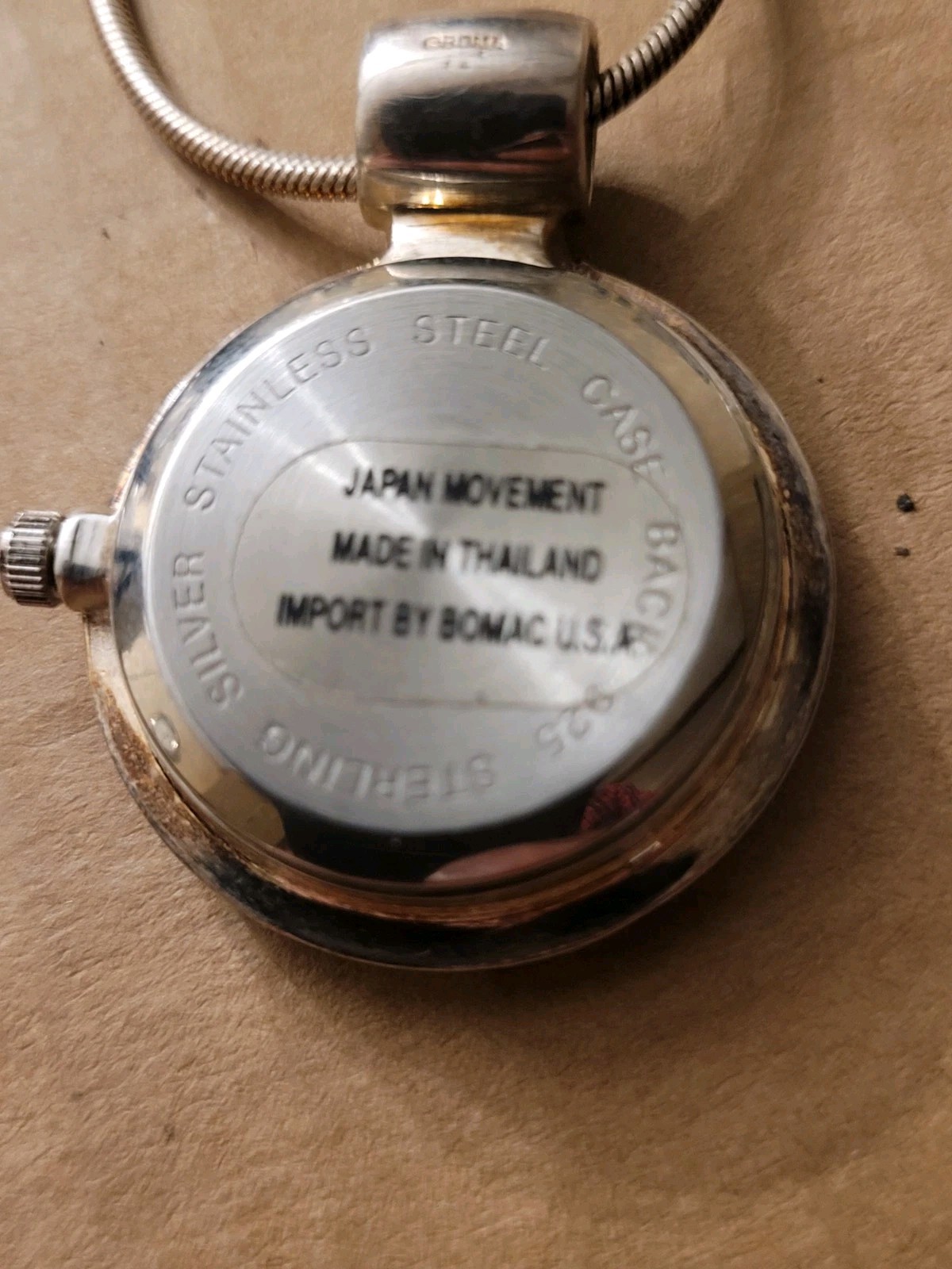 NWT MERONA STERLING SILVER 925 case Pendant watch W/ Original .925 Chain