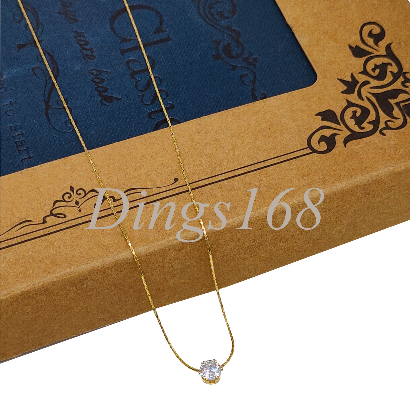 Real 18K Yellow Gold Filled 5mm Crystal Pendant 16″+2″ Thin Snake Chain Necklace
