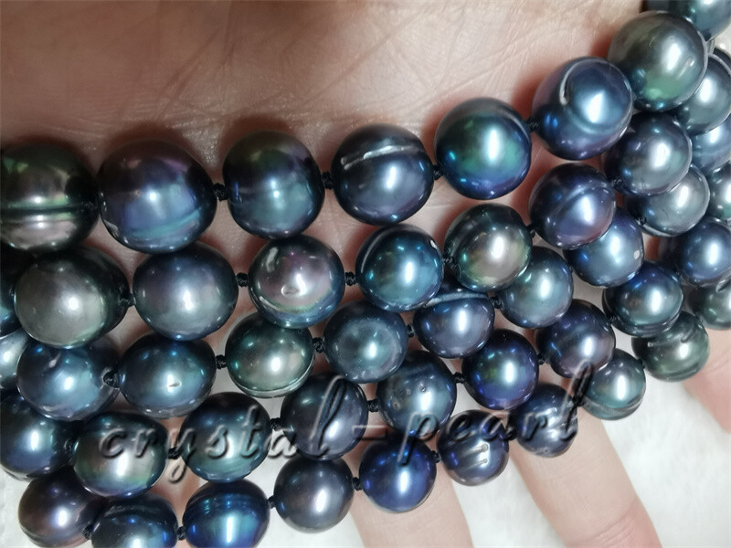 36″ 30 ” 22″ 18″ natural 9-10 mm AAA+ Tahitian black PEARL NECKLACE 14K GOLD