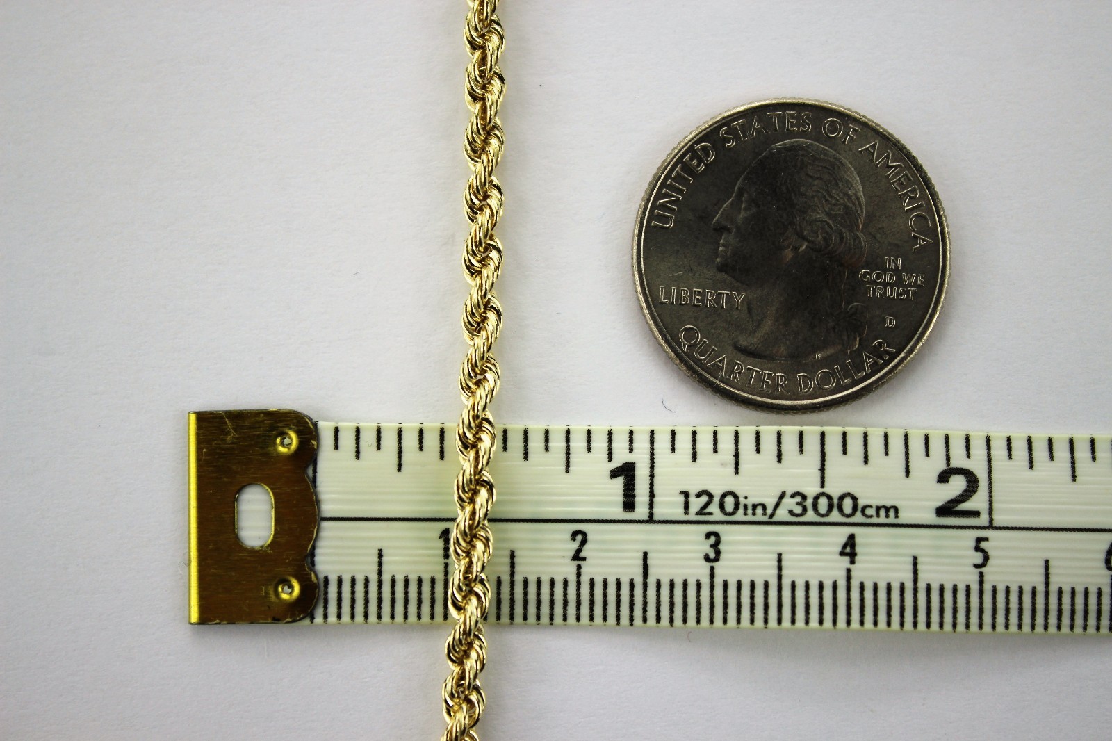 10K Yellow Gold Hollow Rope Chain Necklace 2mm ~ 5mm 16″ ~ 32″