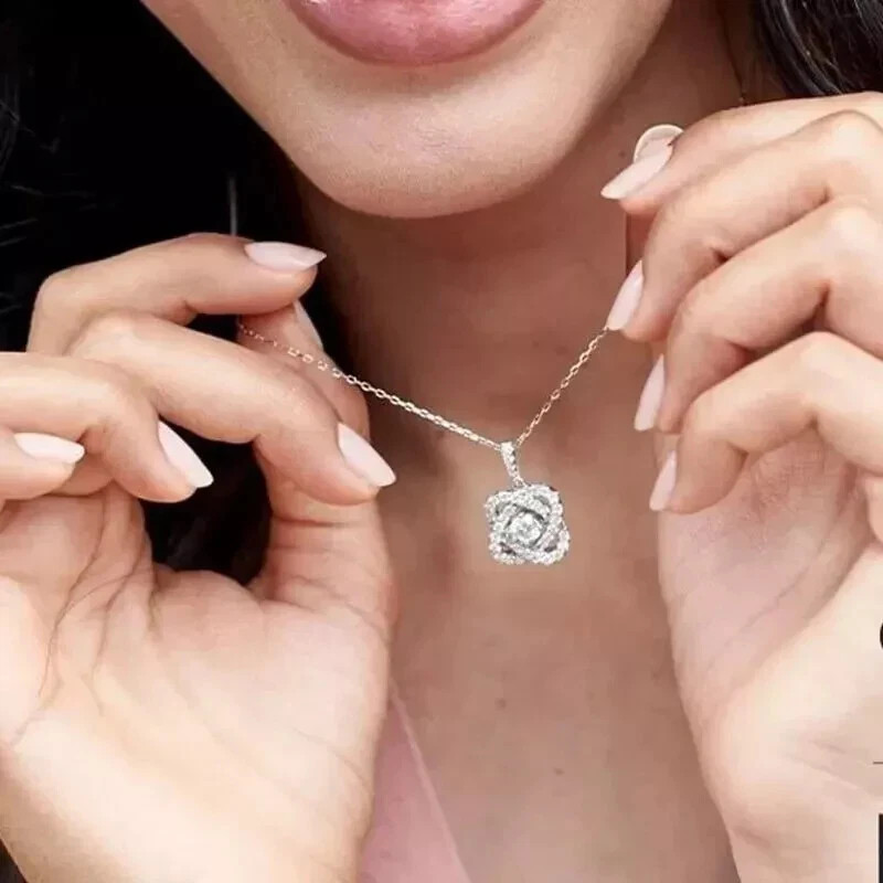 1Ct Brilliant Cut Moissanite Center of Me Design Pendant Necklace in 925 Silver