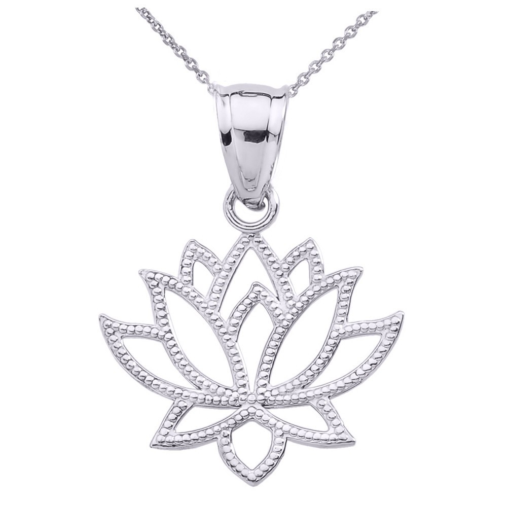 Gold Lotus Flower Pendant Necklace (Available in Yellow/Rose/White Gold)