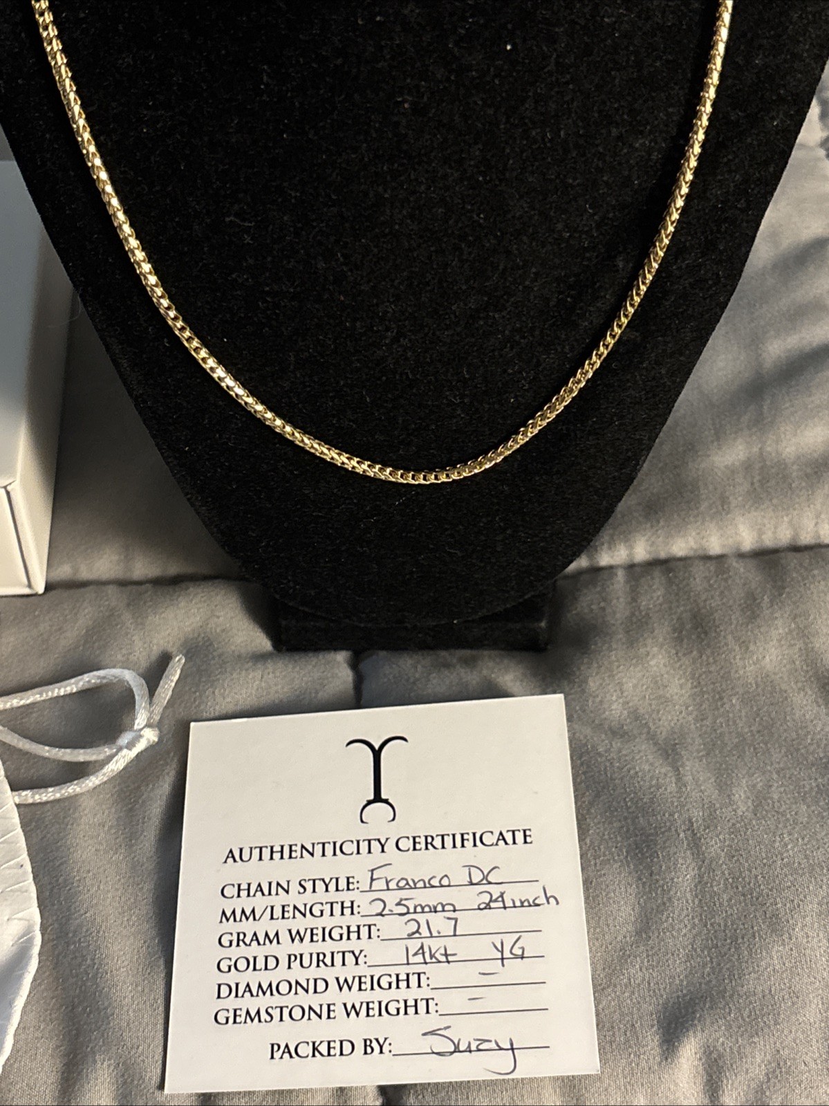 Jacoje 14K Yellow Gold Diamond Cut Franco Chain 2.5mm 24 Inch 21.7 Grams