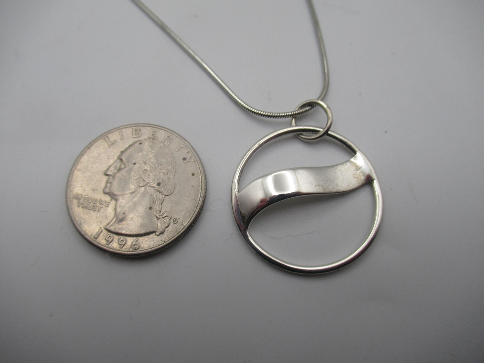 Handmade 23.5 Inch Sterling Silver Circle Pendant