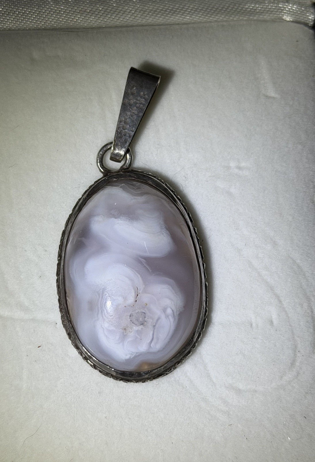 Sterling Silver White Agate Pendant