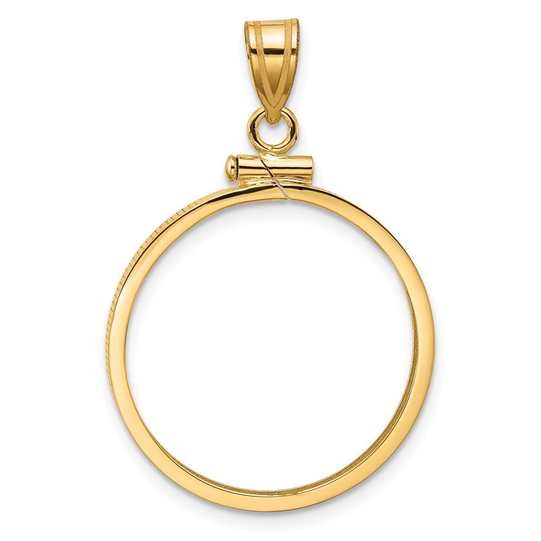 10k Yellow Gold Polished 22.6mm x 1.9mm Screw Top Coin Bezel Pendant