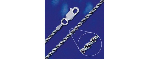 Sterling Silver Diamond-Cut Rope Necklace Oxidized Chain 1.7mm Solid 925 Italy