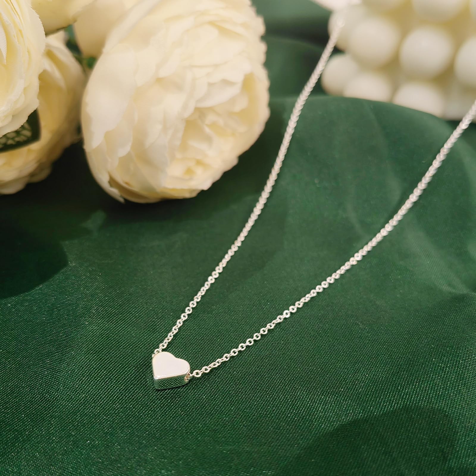 Tiny Heart Necklace Sterling Silver Dainty Cute Heart Choker Necklaces Simple He