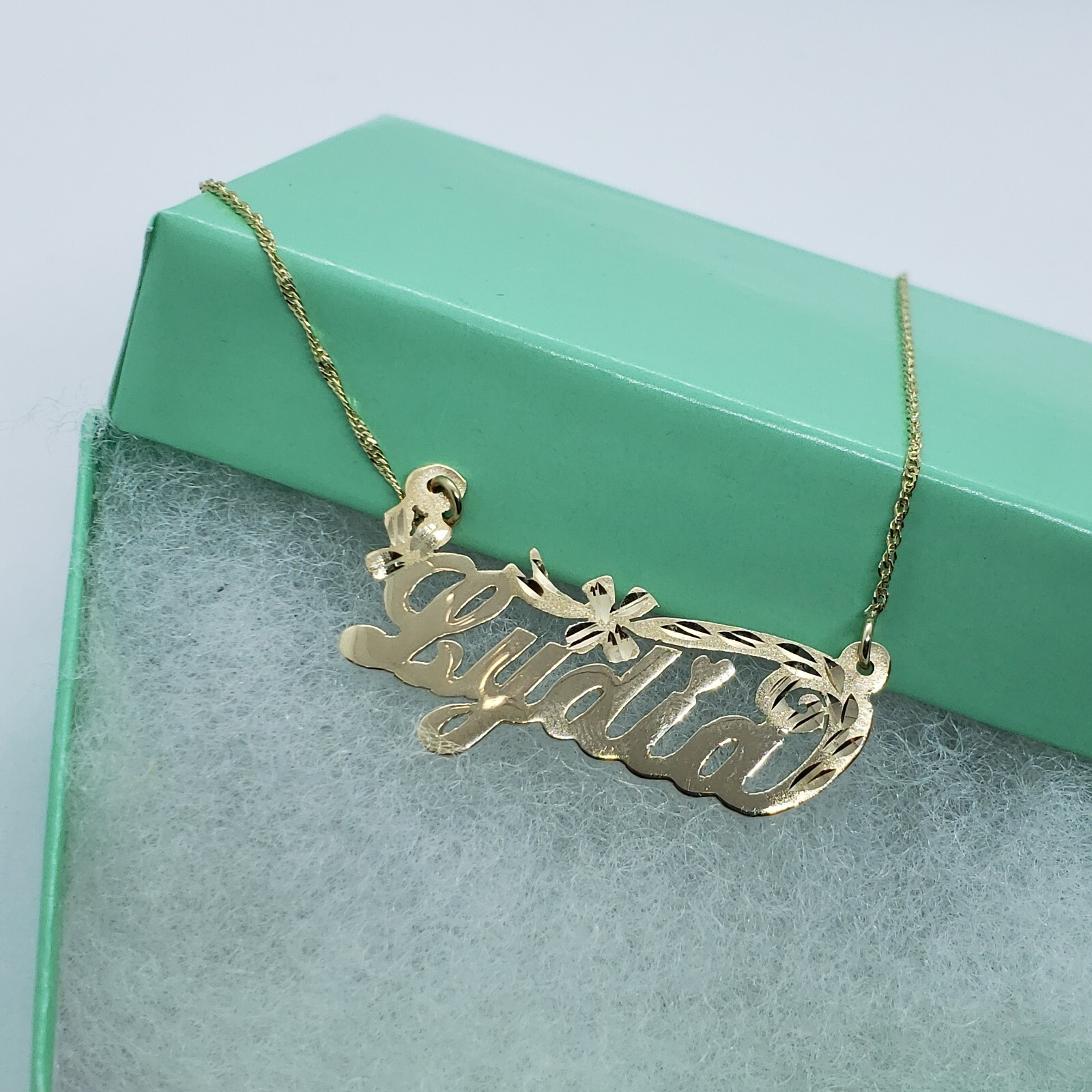 10K Yellow Gold Personalized Handmade Name Pendant with/out Singapore Chain