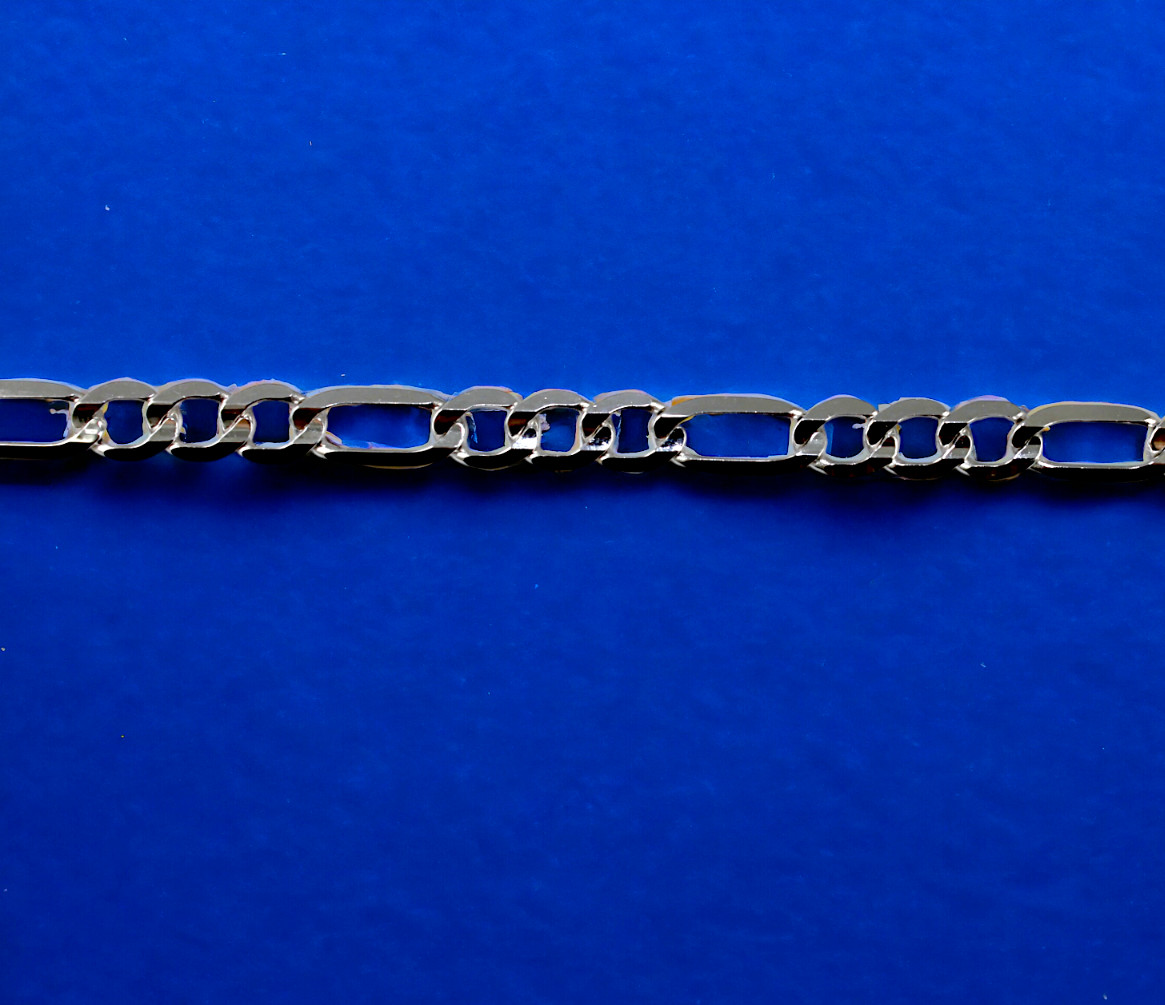 10K White Gold SOLID Figaro Necklace Bracelet Chain Real Gold 2mm-6mm 7″-30″