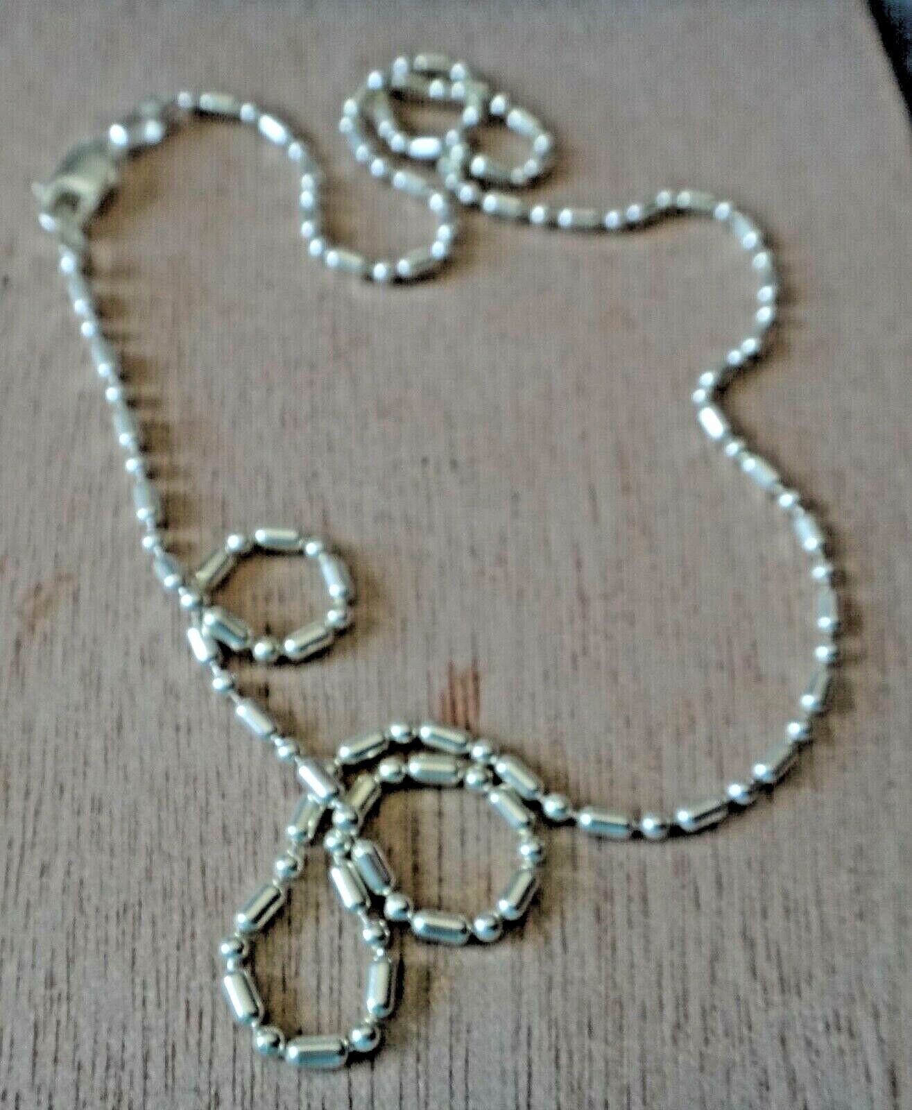 16″ inch Sterling Silver 1.5 mm 1&1 Bead for Male or Female Chain hang a Charm