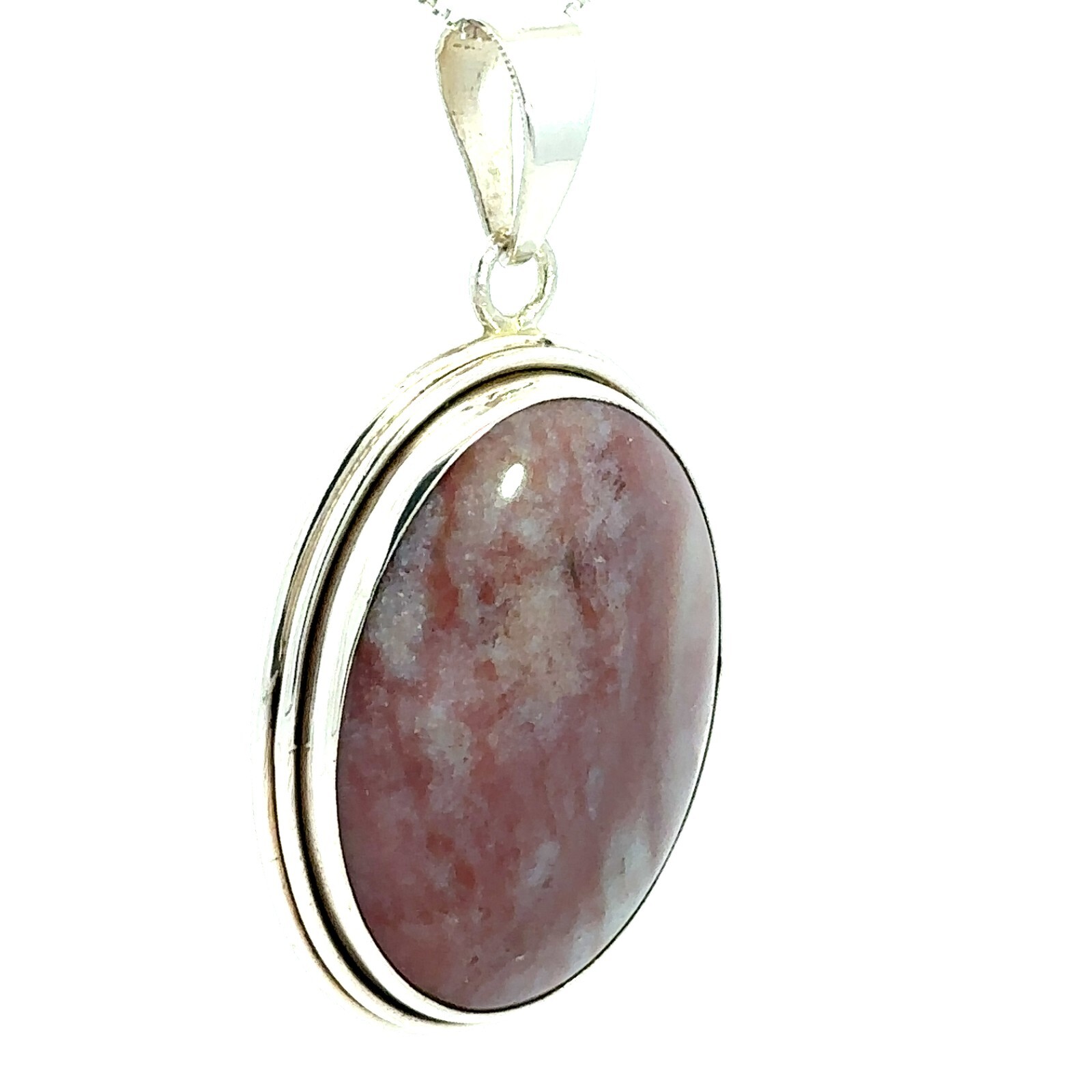 Sterling Silver Agate Pendant (1 3/8 x 2 3/8 Inch)