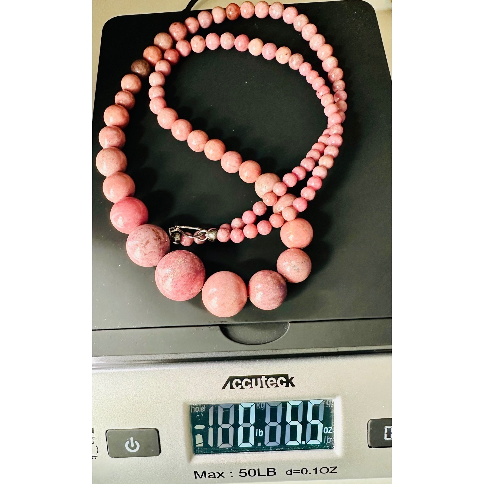Jay King Mine Find Rhodonite Bead Necklace Sterling Silver 925 Graduated 32″ see