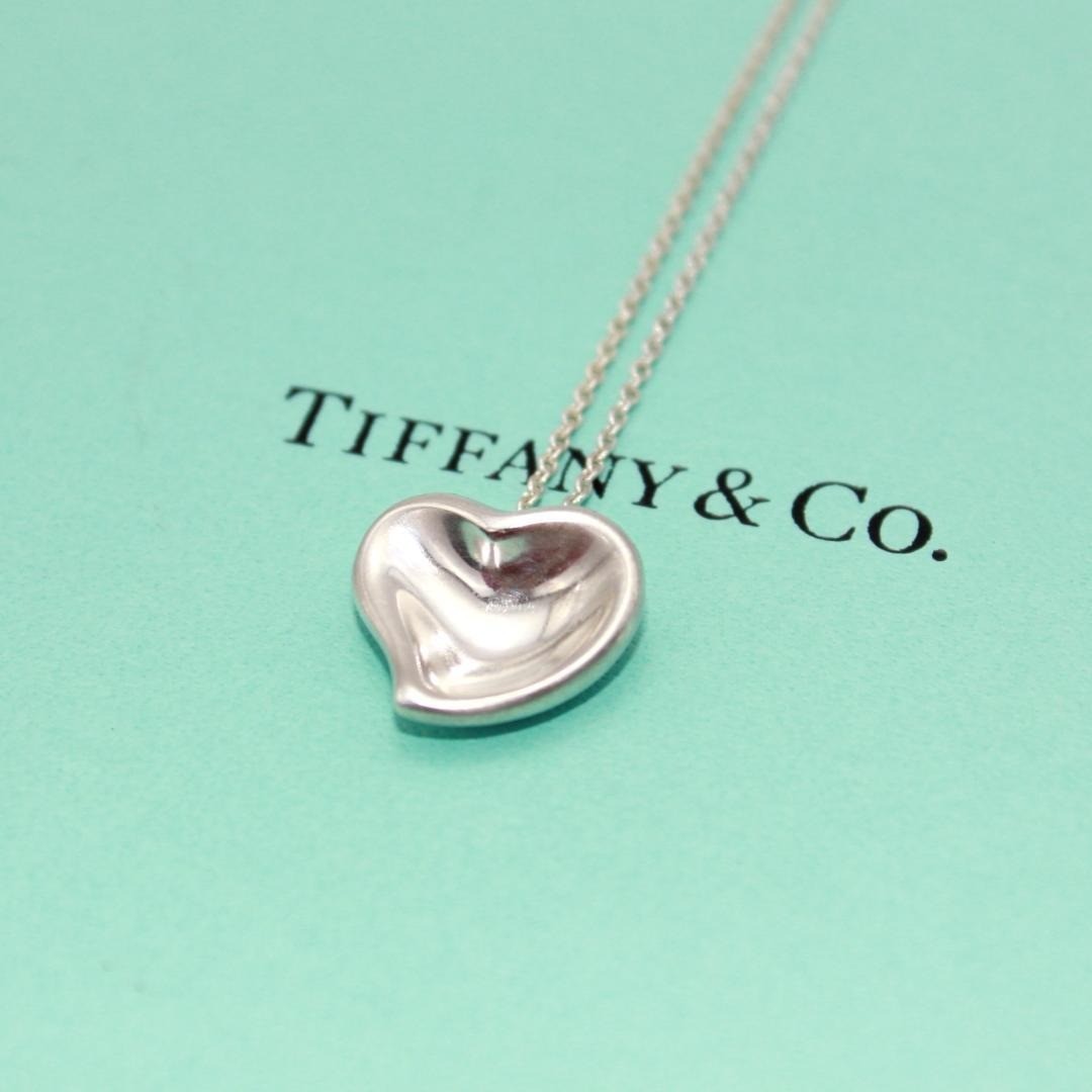 Tiffany & Co. Curved Full Heart Pendant Necklace Elsa Peretti Sterling Silver