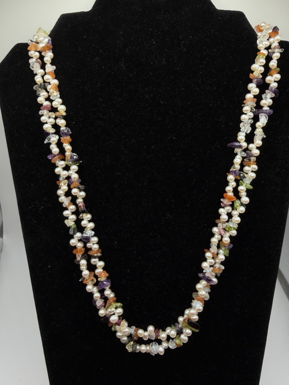 Honora 925 Sterling Silver Freshwater Pearl Gemstone Double Strand Necklace