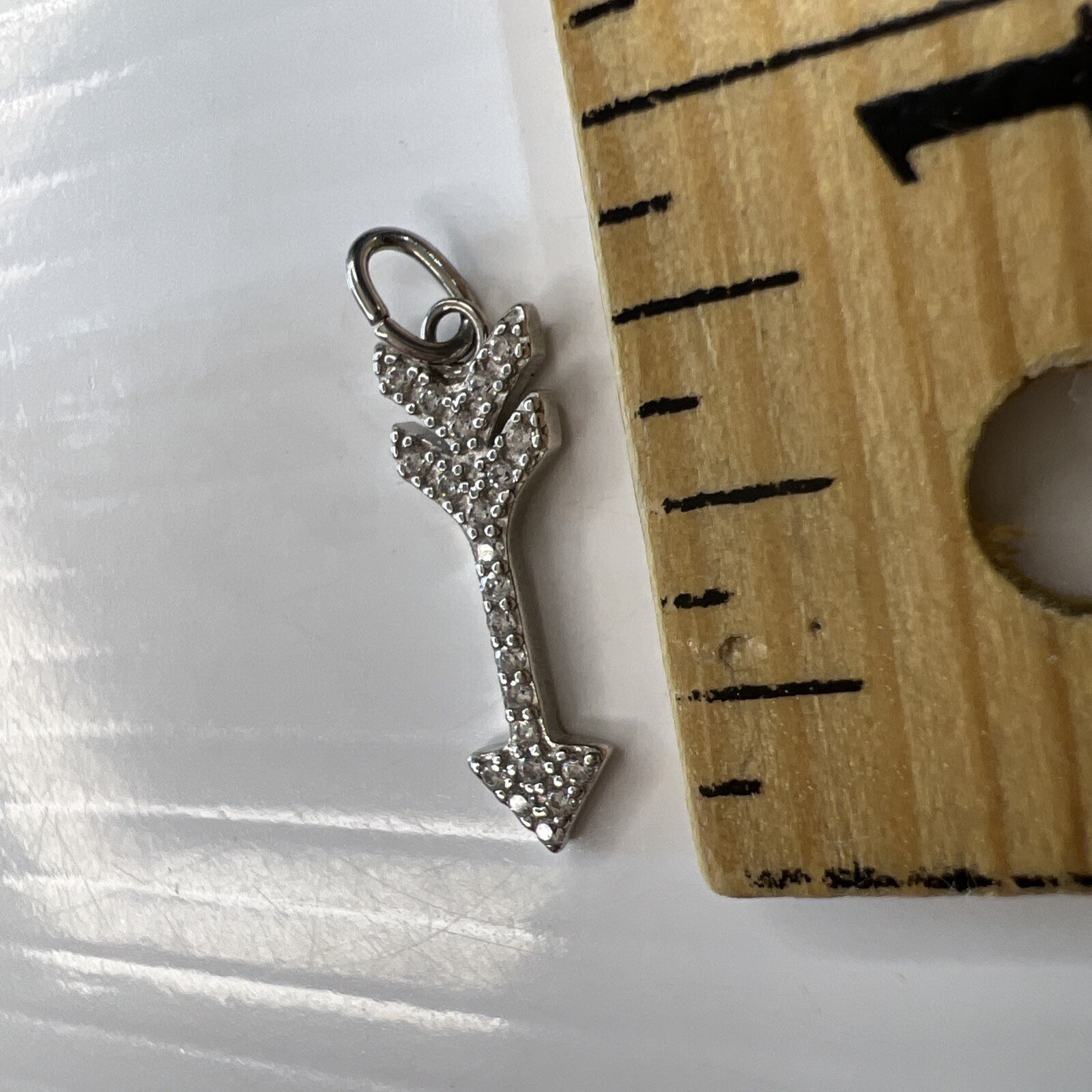 925 Sterling Silver Retro Charm Pendant Arrow Pave CZ Crystals Love