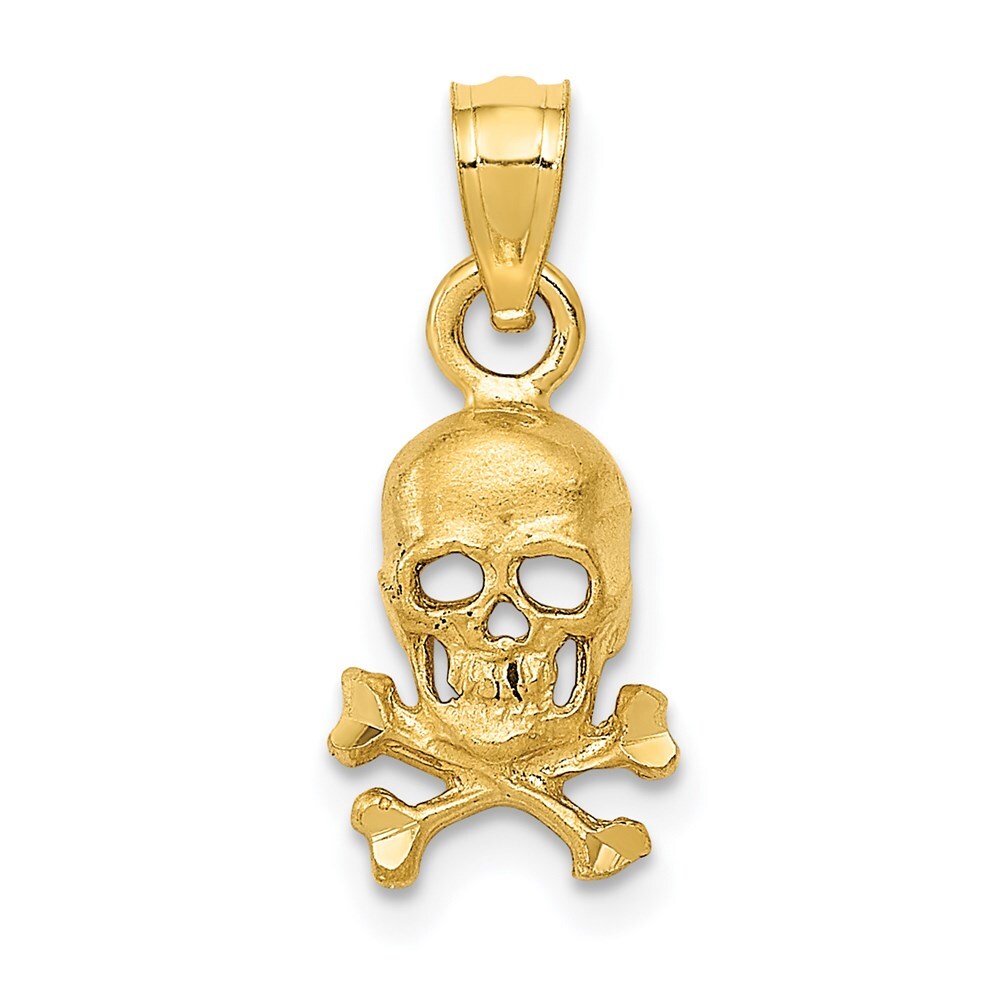 14k Yellow Gold Skull and Cross Bones Pendant 0.79gm L-0.75 in,W-0.32 in